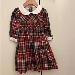Plaid Kids Dress with White Collar